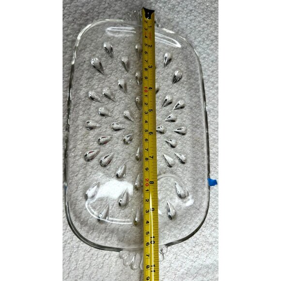 Hazel Atlas Tear Drop Design Glass Snack Lunch Tray Plate Footed Replacement Vtg - Picture 4 of 7